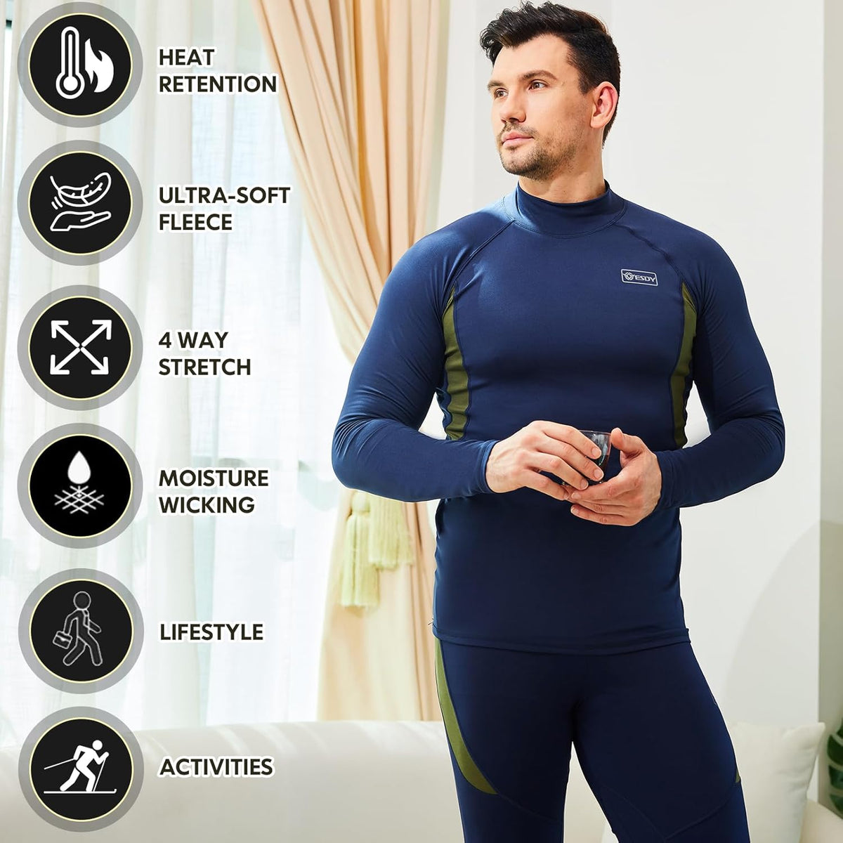 Thermounterwäsche Set Herren Slim Fit Winter Freizeit
