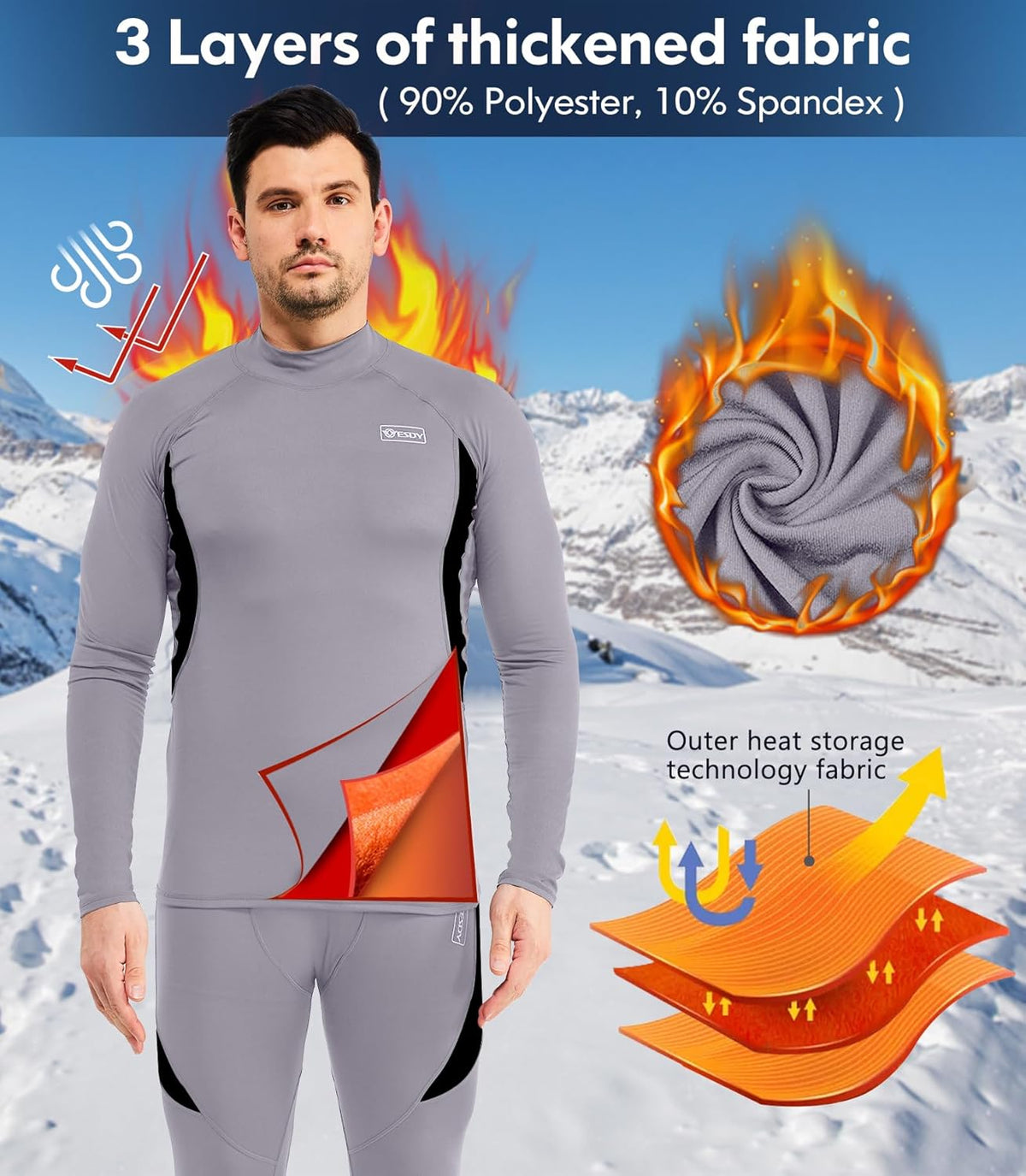 Thermounterwäsche Set Herren Slim Fit Winter Freizeit