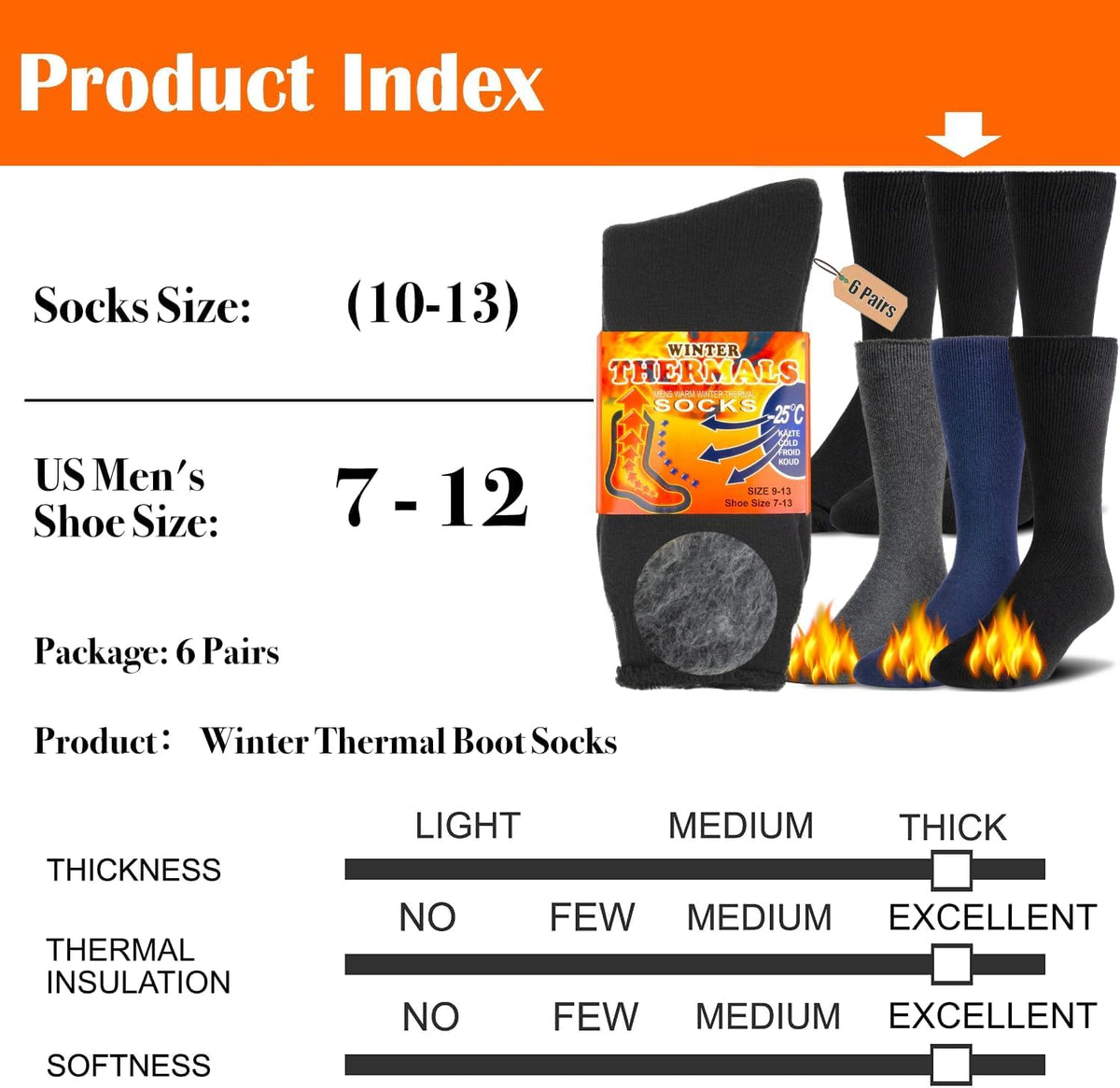 Wollsocken Herren Thermisch Outdoor Winter Warm