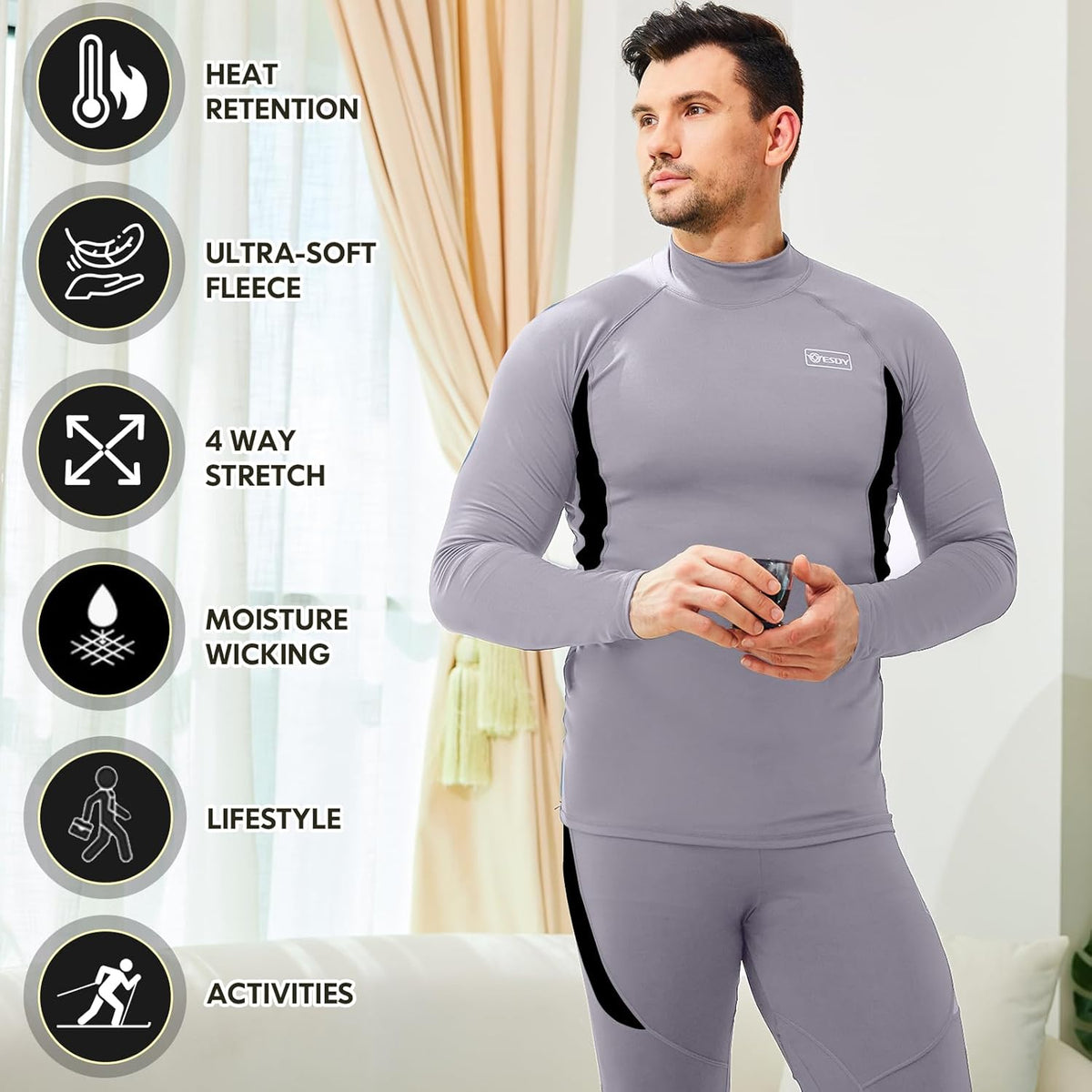 Thermounterwäsche Set Herren Slim Fit Winter Freizeit