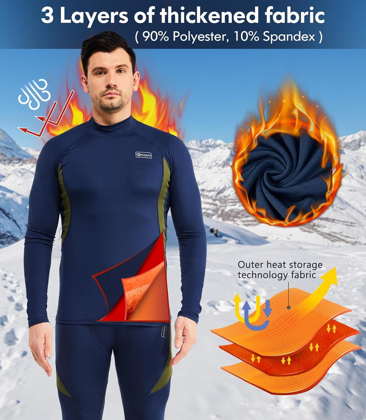 Thermounterwäsche Set Herren Slim Fit Winter Freizeit