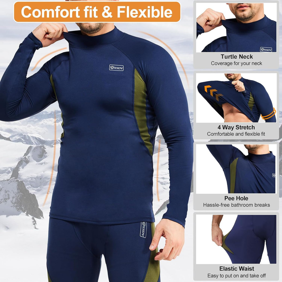 Thermounterwäsche Set Herren Slim Fit Winter Freizeit