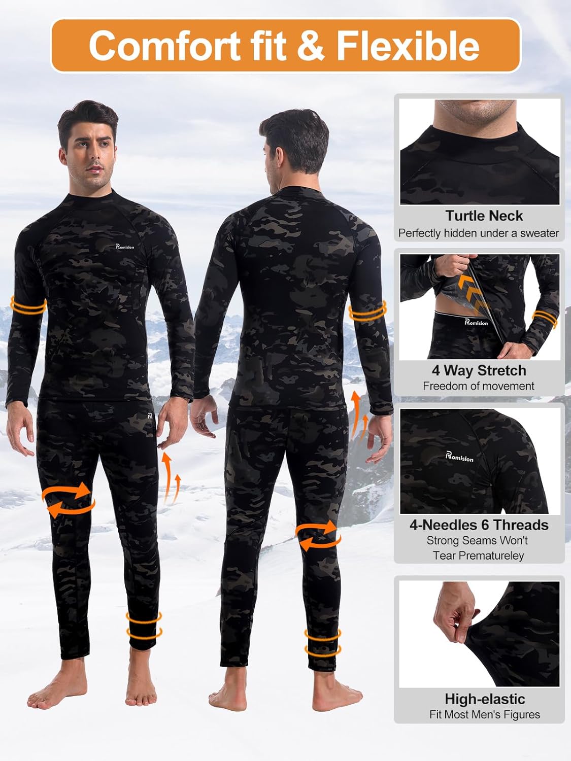 Thermounterwäsche Set Herren Slim Fit Winter Freizeit