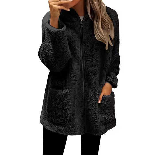 Damen Fleecejacke Regular Fit Freizeit mit hohem Kragen und Reißverschluss