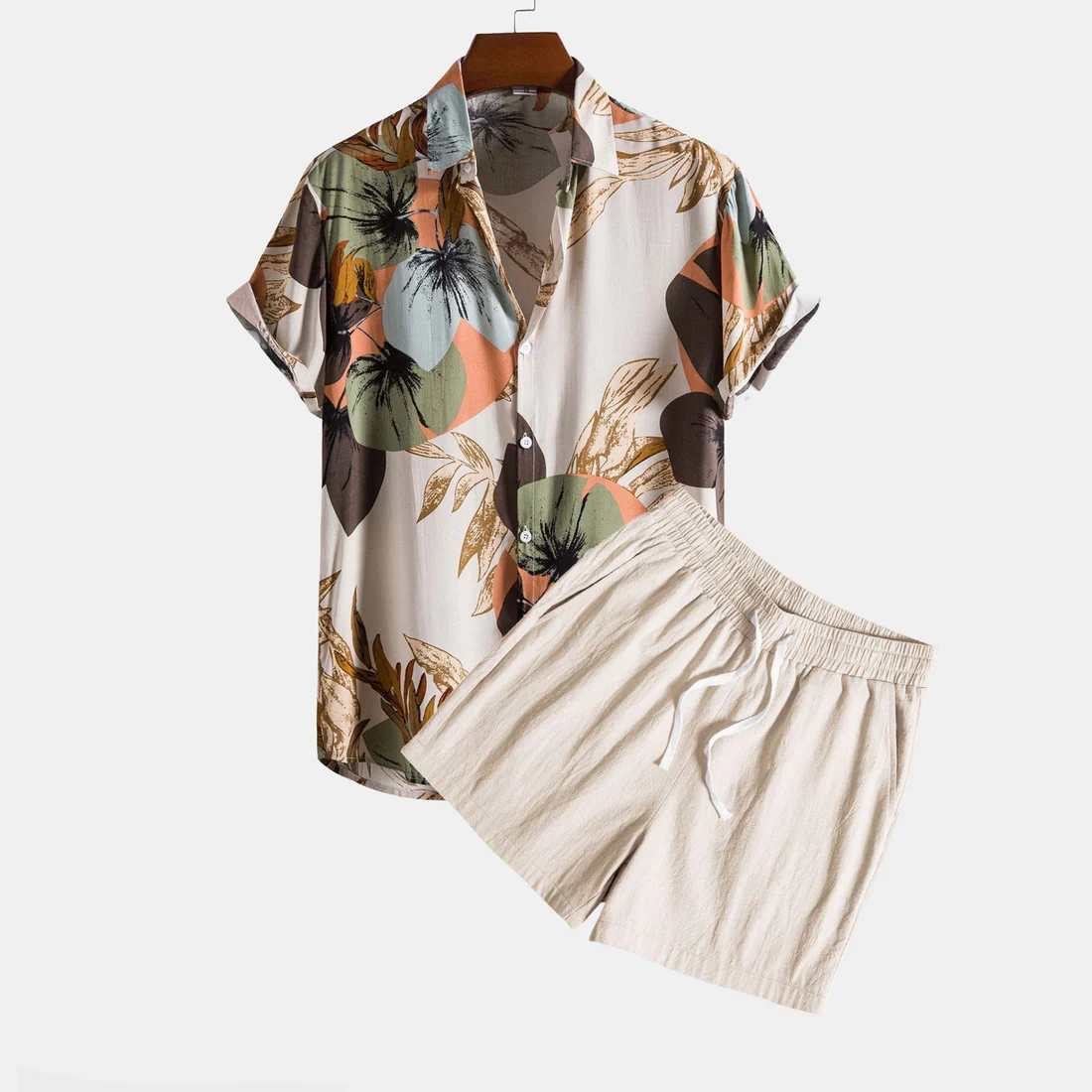 Rudi | Herren Sommer Freizeit Set Relaxed Fit Kurzarmhemd und Shorts