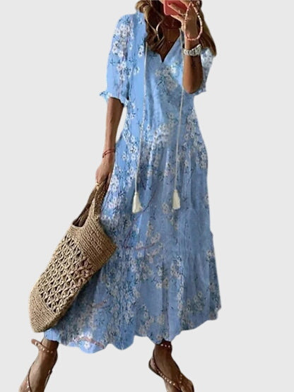 Damen Sommerkleid Boho Vintage Regular Fit Freizeit