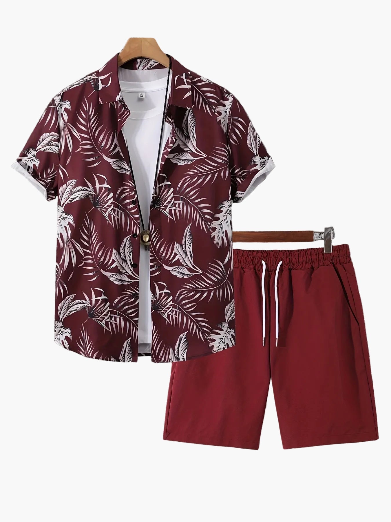 Hugh | Herren Sommer Set Relaxed Fit Freizeit Kurzarmhemd Tropischer Print Shorts