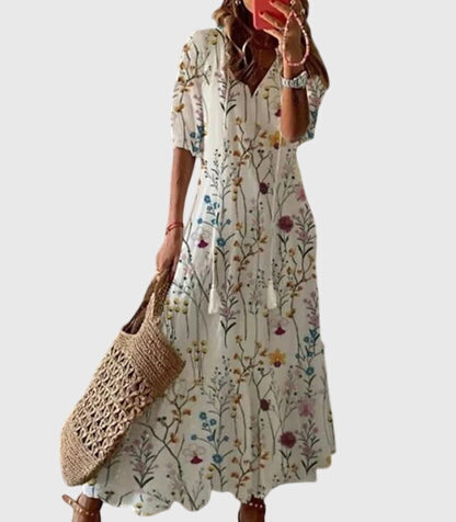 Damen Sommerkleid Boho Vintage Regular Fit Freizeit
