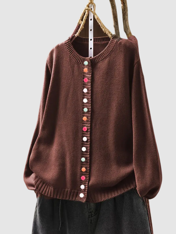 Damen Strickcardigan Relaxed Fit Freizeit mehrfarbige Knöpfe