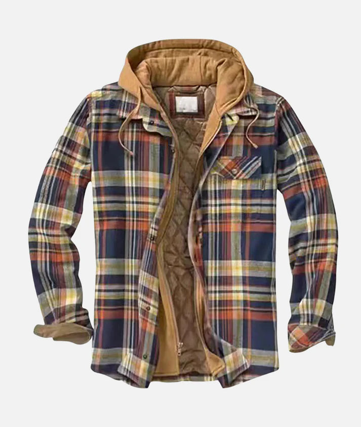 Herren Flanelljacke Patchwork Regular Fit Freizeit Winter
