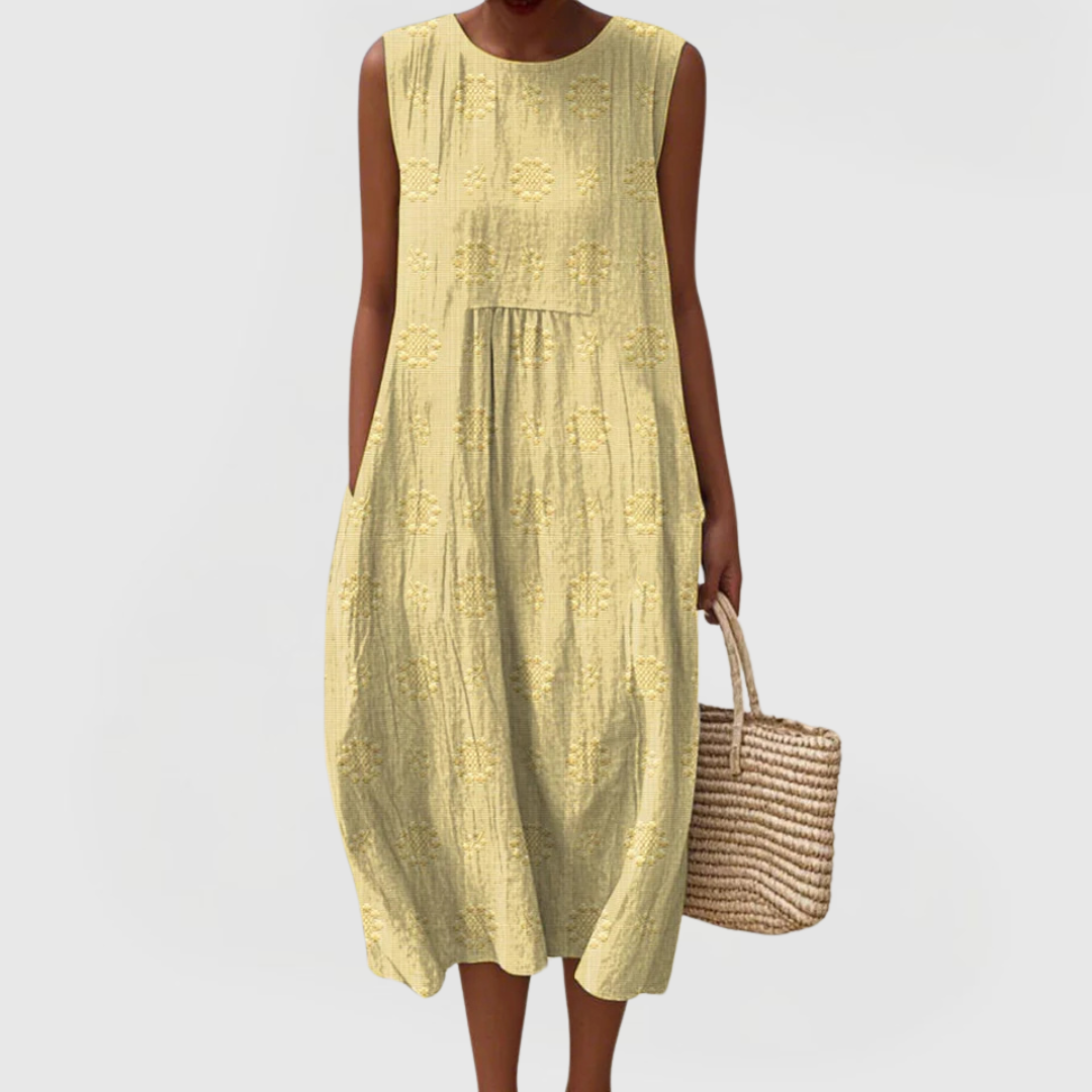 Damen Ärmelloses Kleid Relaxed Fit Sommer Freizeit mit Taschen