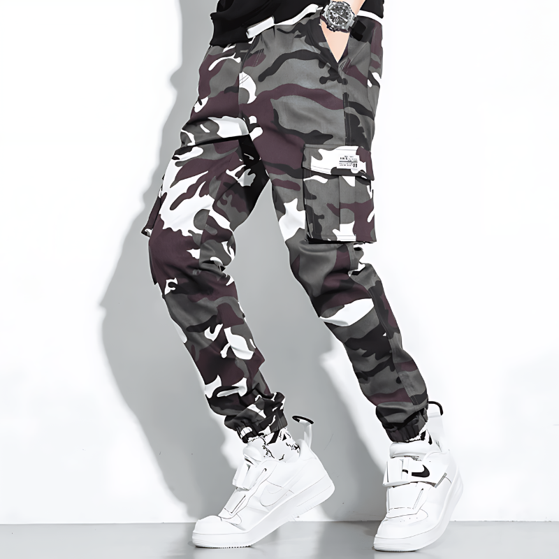 Herren Cargo-Hose Slim Fit Freizeit Camouflage