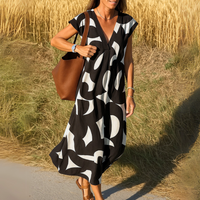 Sommerkleid Damen V-Ausschnitt Leicht Freizeit