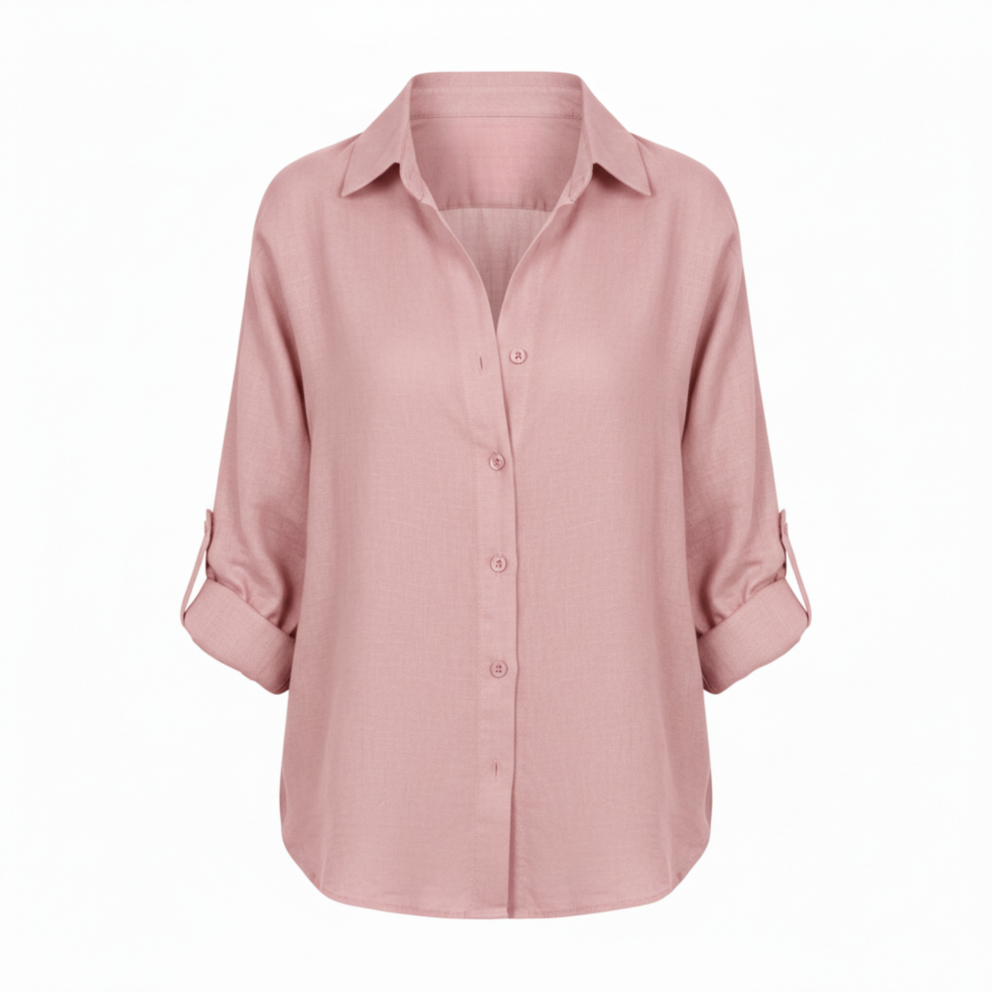 Bluse Damen Lässig Weit 3/4-Ärmel Schlitzkragen Casual