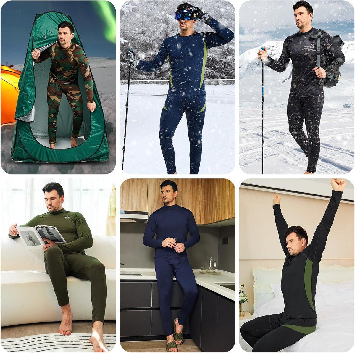 Thermounterwäsche Set Herren Slim Fit Winter Freizeit