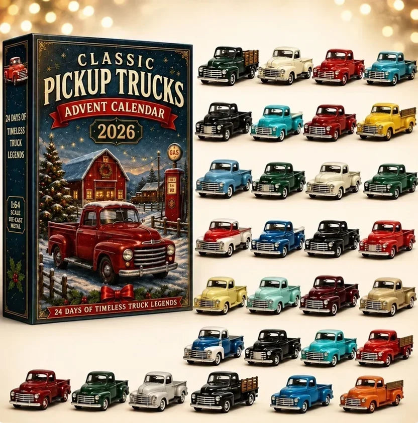 Adventskalender mit 24 klassischen Miniaturautos und Motorrädern