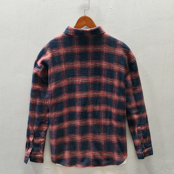 Chemise à carreaux pour hommes – Chemise décontractée à manches longues