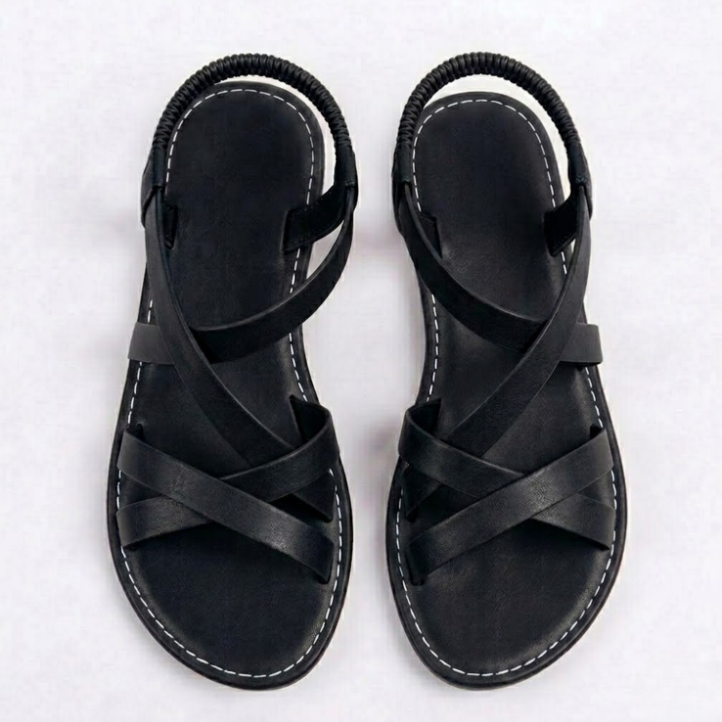 Sandalen Damen Flach Überkreuzte Riemen Knöchelriemen Sommer