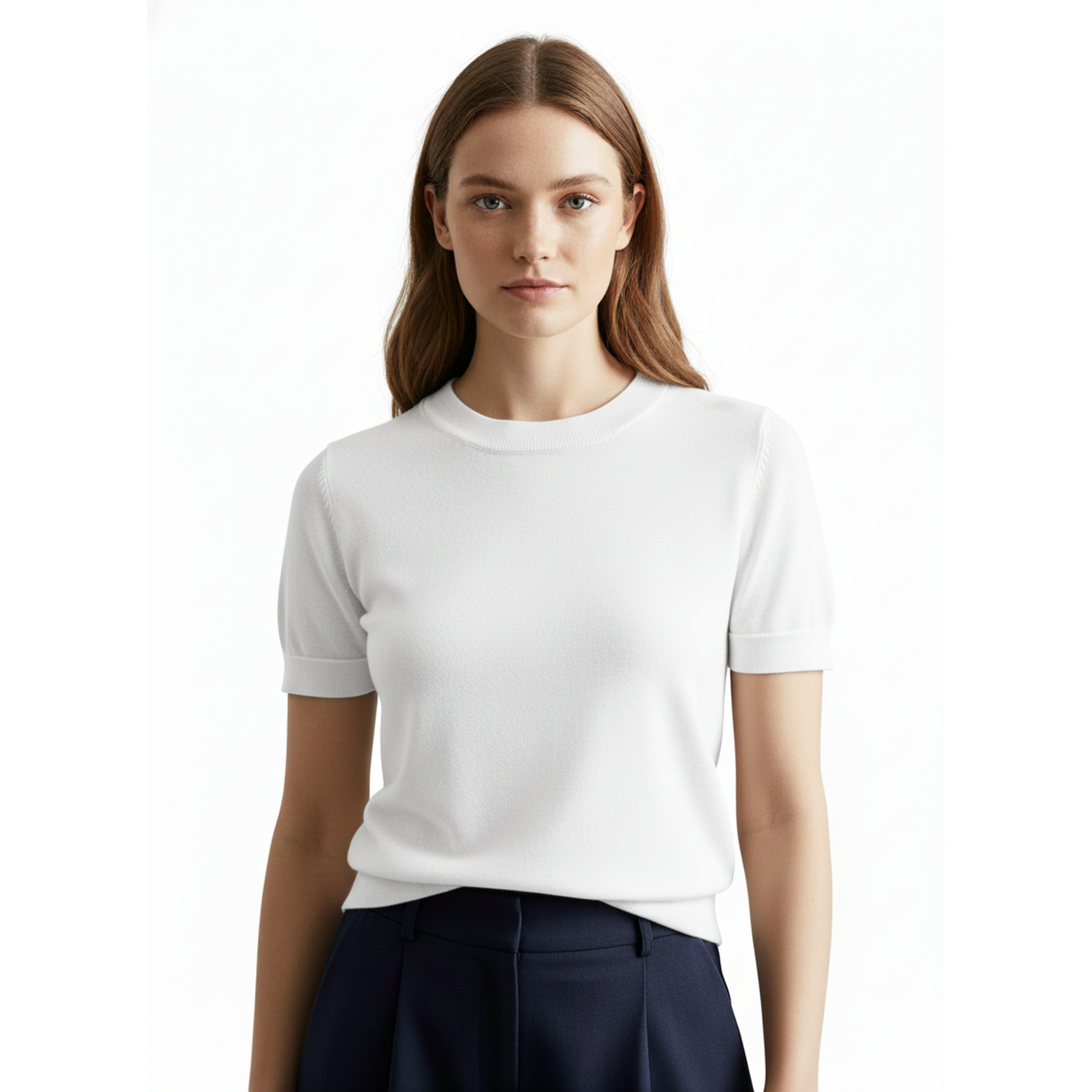 T-Shirt Damen Slim Fit Casual Rundhals Kurzarm