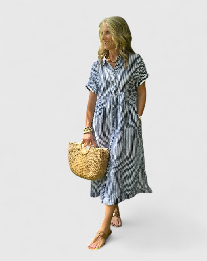 Damen Kleid Regular Fit Freizeit mit Streifenmuster