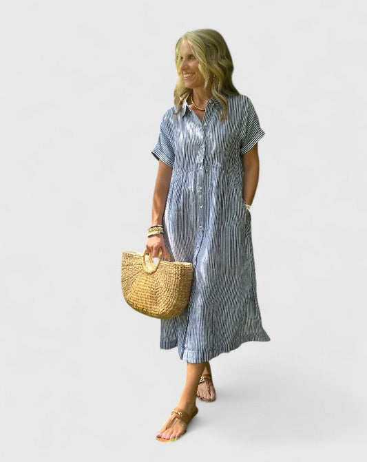 Damen Kleid Regular Fit Freizeit mit Streifenmuster