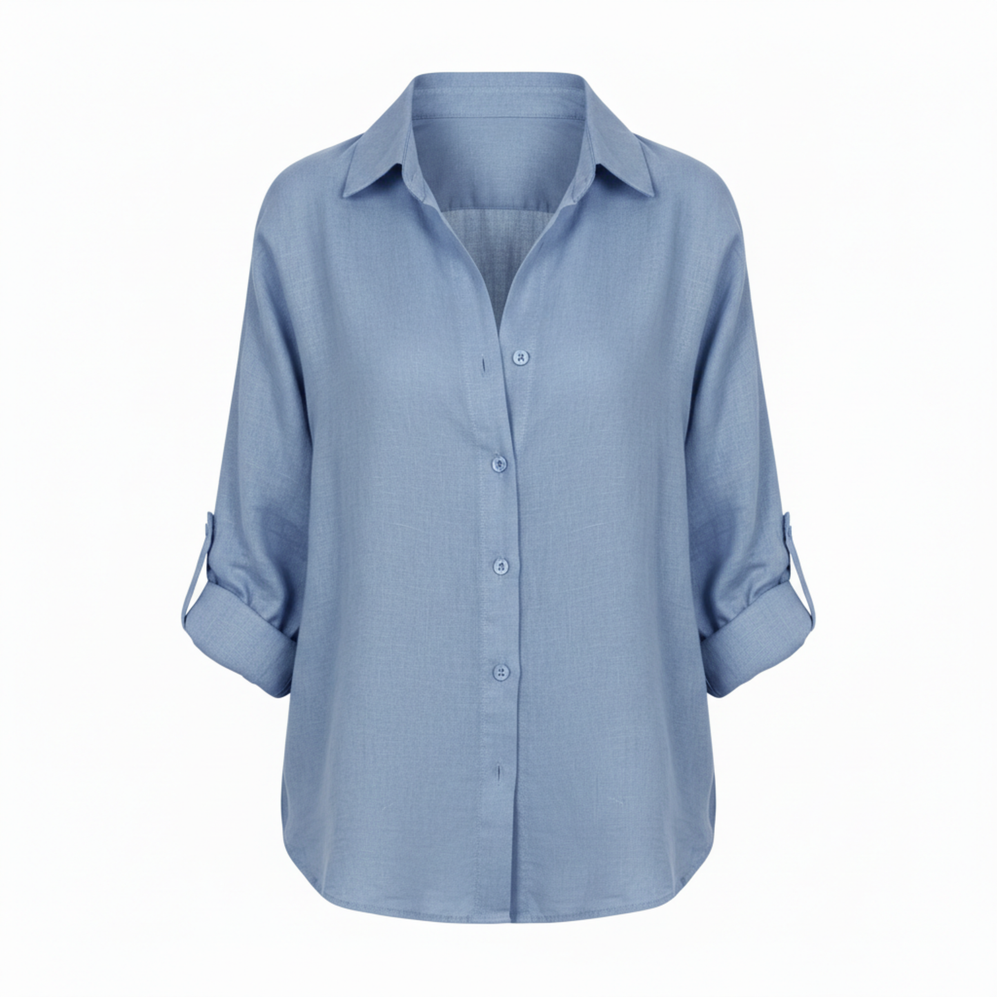 Bluse Damen Lässig Weit 3/4-Ärmel Schlitzkragen Casual
