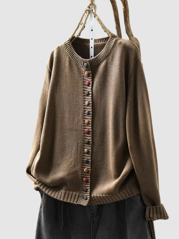 Damen Strickcardigan Relaxed Fit Freizeit mehrfarbige Knöpfe