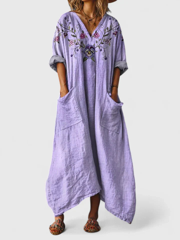 Damen Kleid Relaxed Fit Freizeit Boho Stil