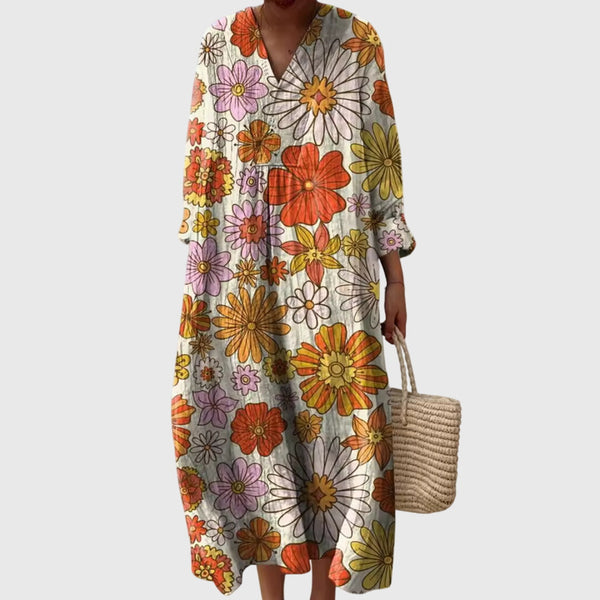 Damen Maxikleid Relaxed Fit Casual mit gestufter Silhouette