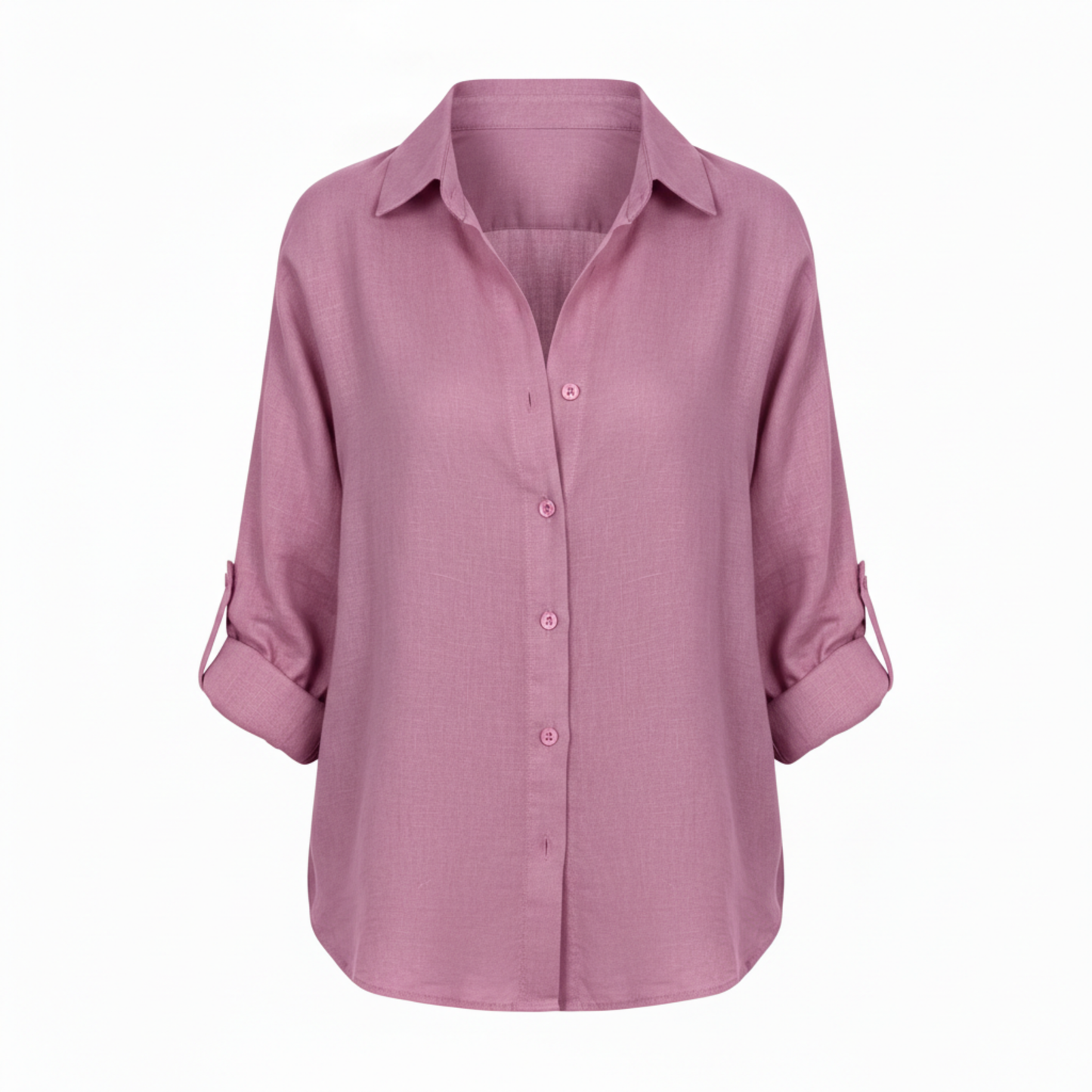 Bluse Damen Lässig Weit 3/4-Ärmel Schlitzkragen Casual