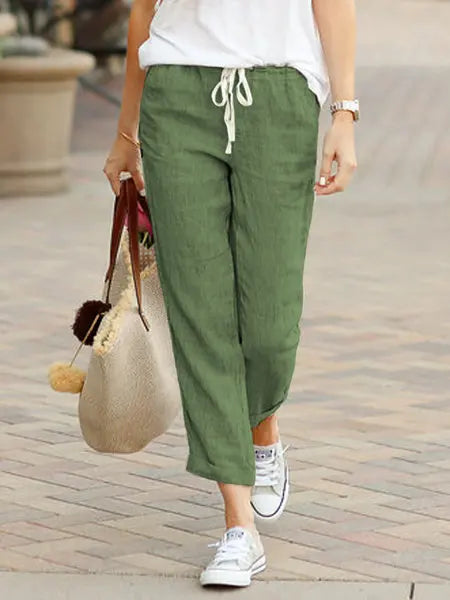 Damen Sommerhose Relaxed Fit Freizeit mit Kordelzug