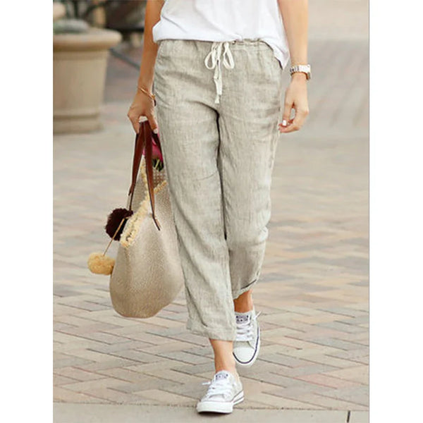 Damen Sommerhose Relaxed Fit Freizeit mit Kordelzug