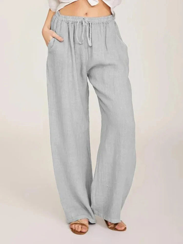 Damen Stoffhose Weit Bein Relaxed Fit Freizeit Sommer