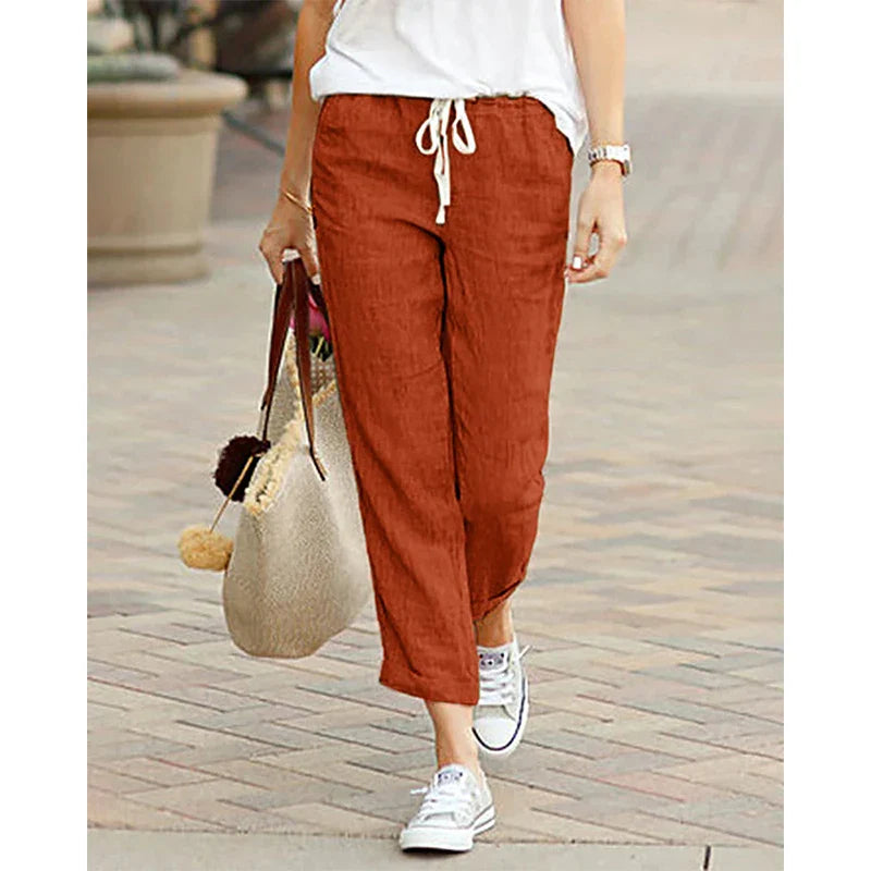 Damen Sommerhose Relaxed Fit Freizeit mit Kordelzug