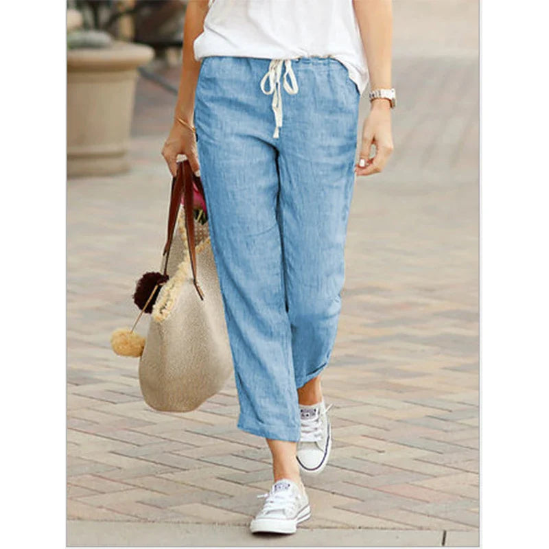 Damen Sommerhose Relaxed Fit Freizeit mit Kordelzug