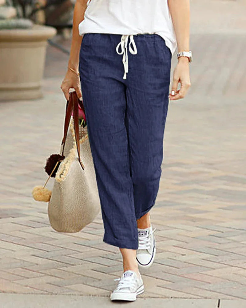 Damen Sommerhose Relaxed Fit Freizeit mit Kordelzug