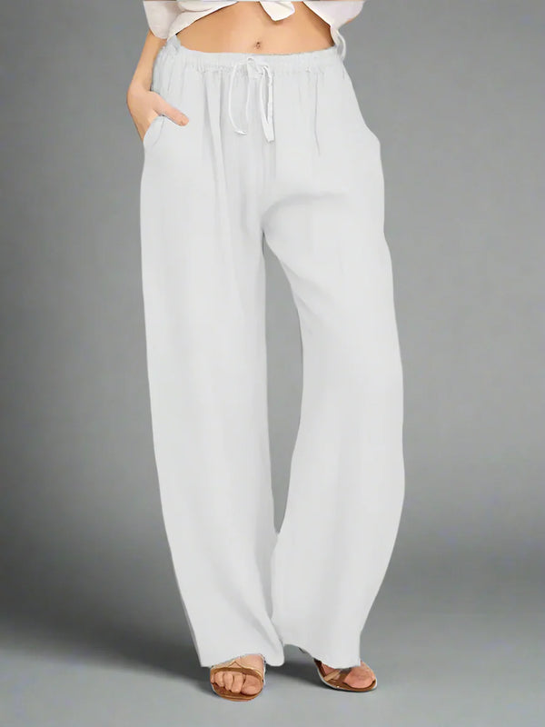 Damen Stoffhose Weit Bein Relaxed Fit Freizeit Sommer