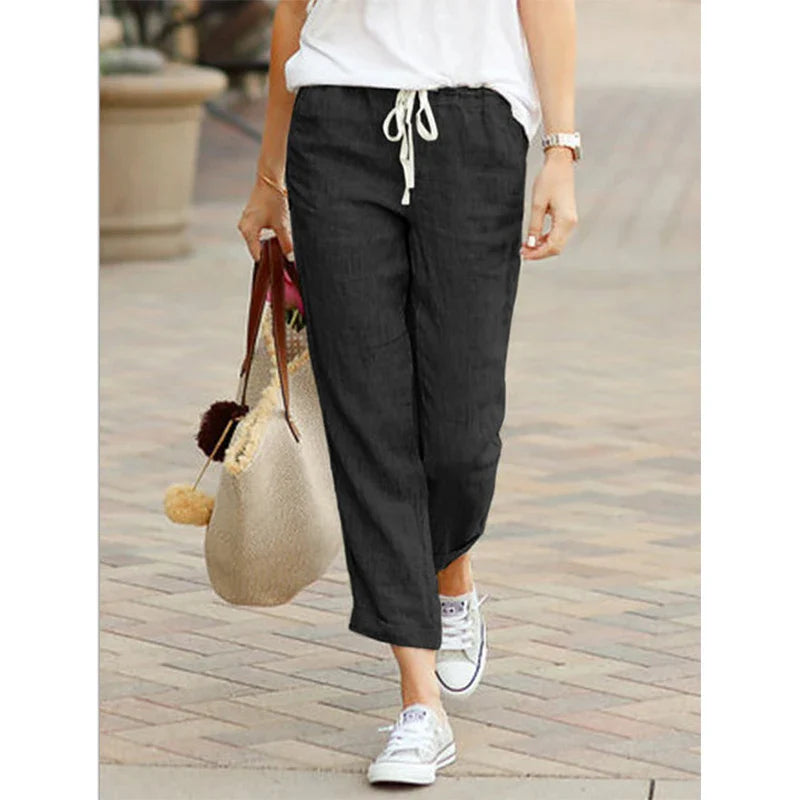 Damen Sommerhose Relaxed Fit Freizeit mit Kordelzug