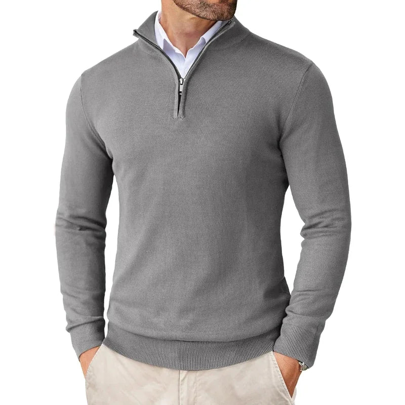 Herren Slim Fit Quarter-Zip Pullover Smart Casual