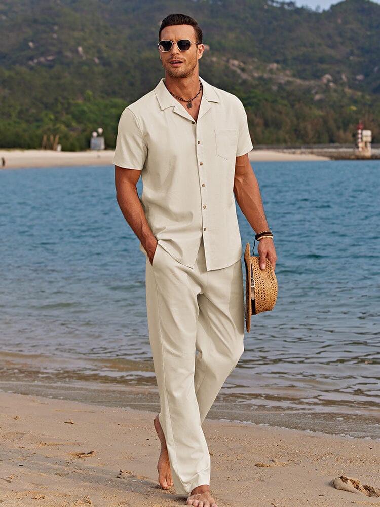 Lässiges Stoff-Strandset Herren Relaxed Fit Freizeit Sommer
