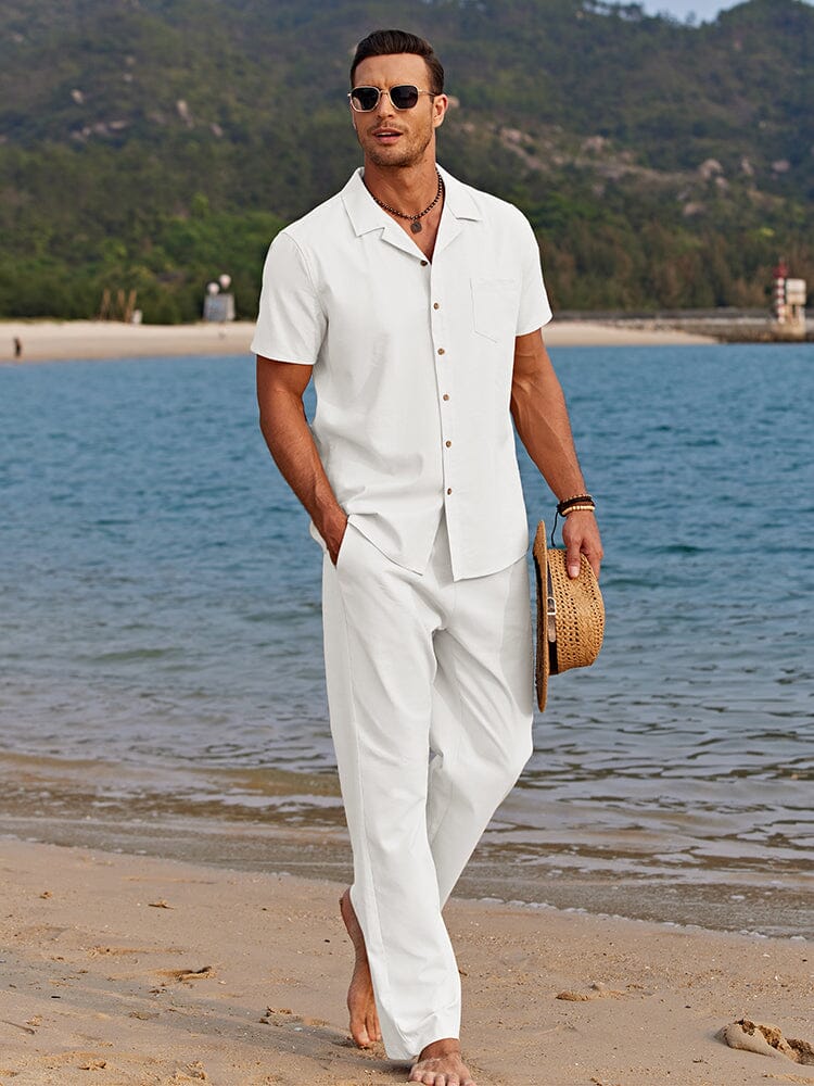 Lässiges Stoff-Strandset Herren Relaxed Fit Freizeit Sommer