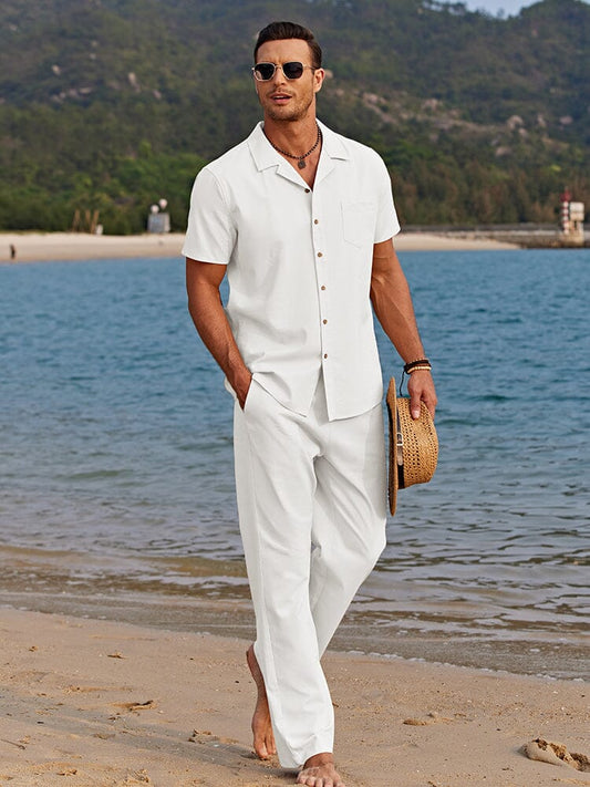 Lässiges Stoff-Strandset Herren Relaxed Fit Freizeit Sommer
