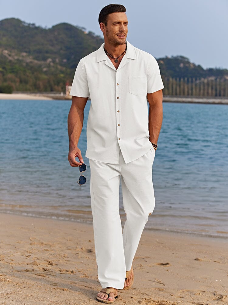 Lässiges Stoff-Strandset Herren Relaxed Fit Freizeit Sommer