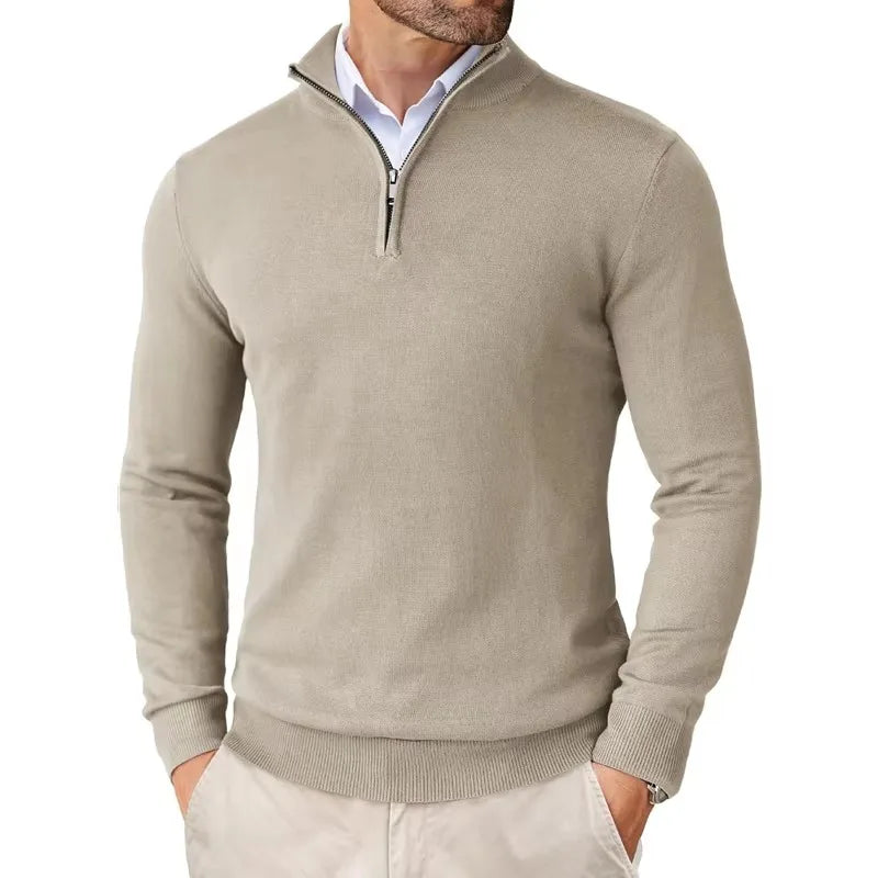 Herren Slim Fit Quarter-Zip Pullover Smart Casual