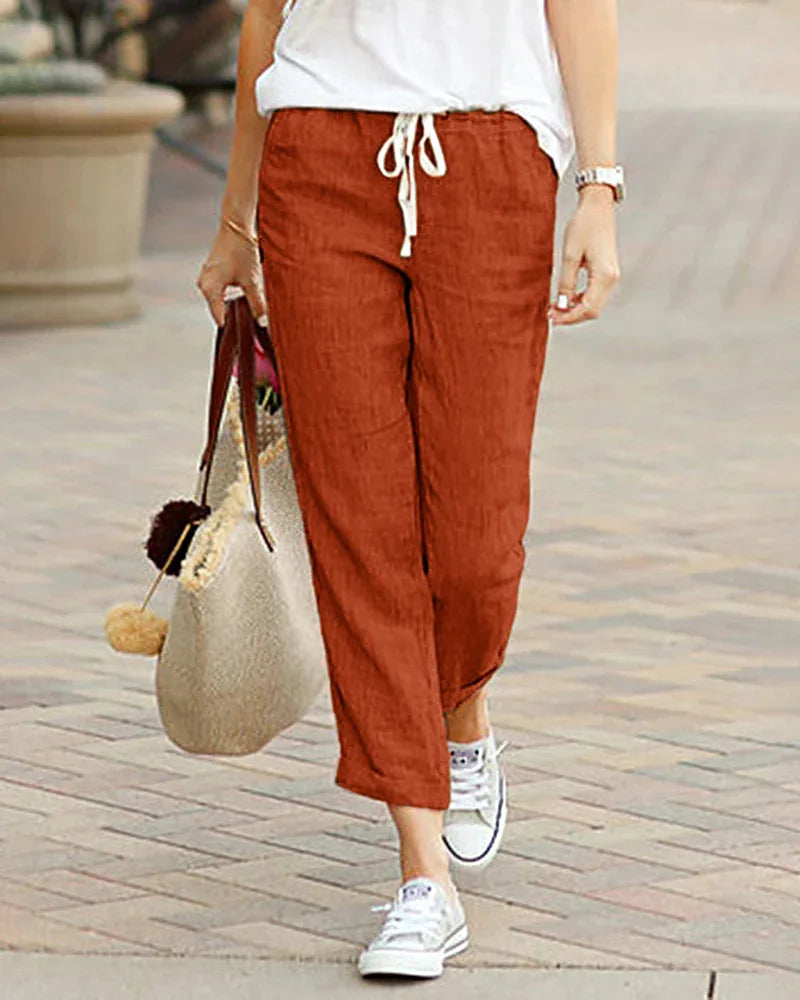 Damen Sommerhose Relaxed Fit Freizeit mit Kordelzug