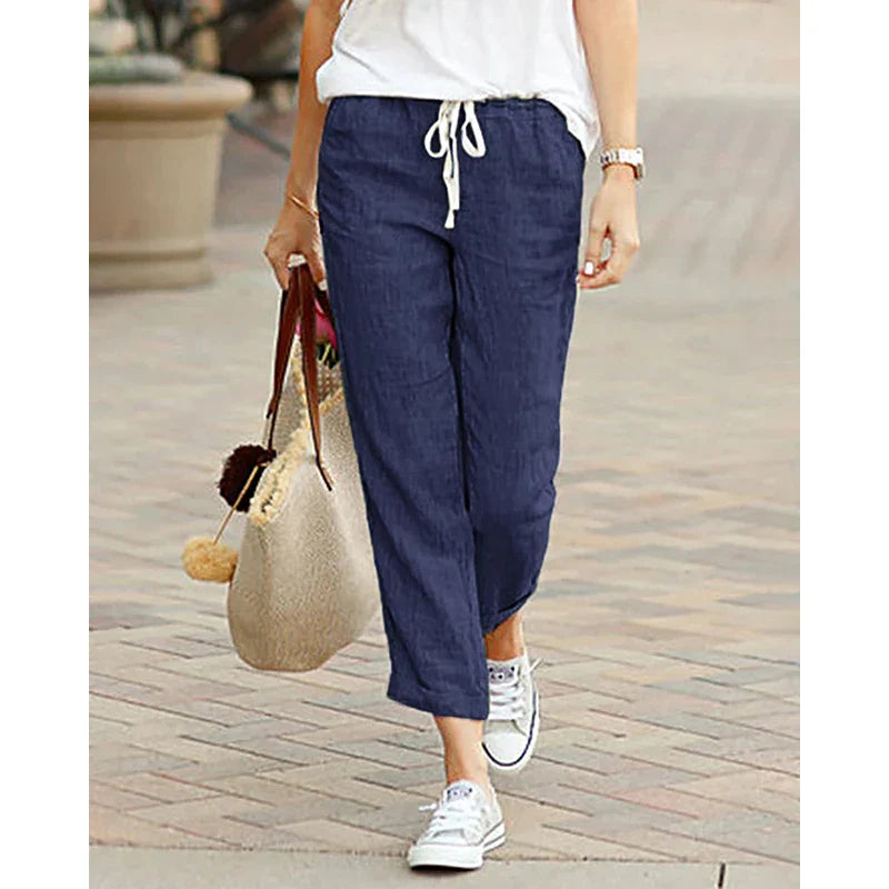 Damen Sommerhose Relaxed Fit Freizeit mit Kordelzug