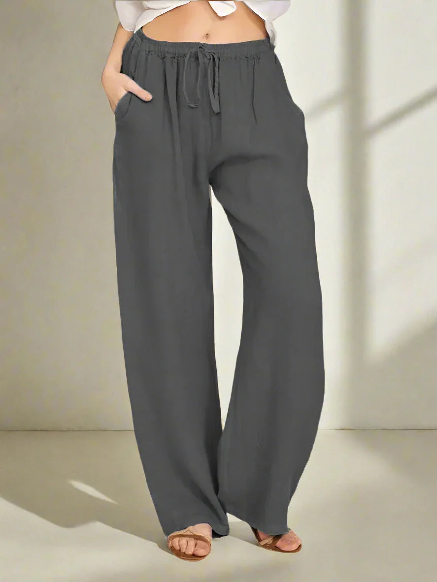 Damen Stoffhose Weit Bein Relaxed Fit Freizeit Sommer