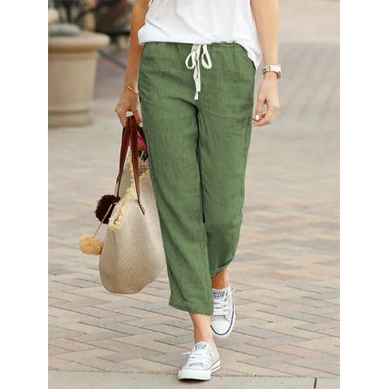 Damen Sommerhose Relaxed Fit Freizeit mit Kordelzug