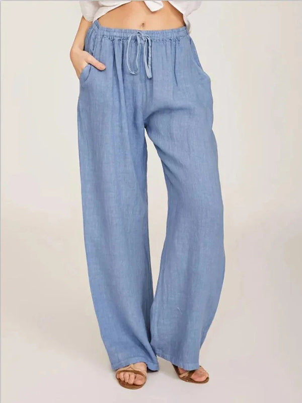 Damen Stoffhose Weit Bein Relaxed Fit Freizeit Sommer