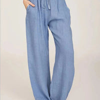 Damen Stoffhose Weit Bein Relaxed Fit Freizeit Sommer
